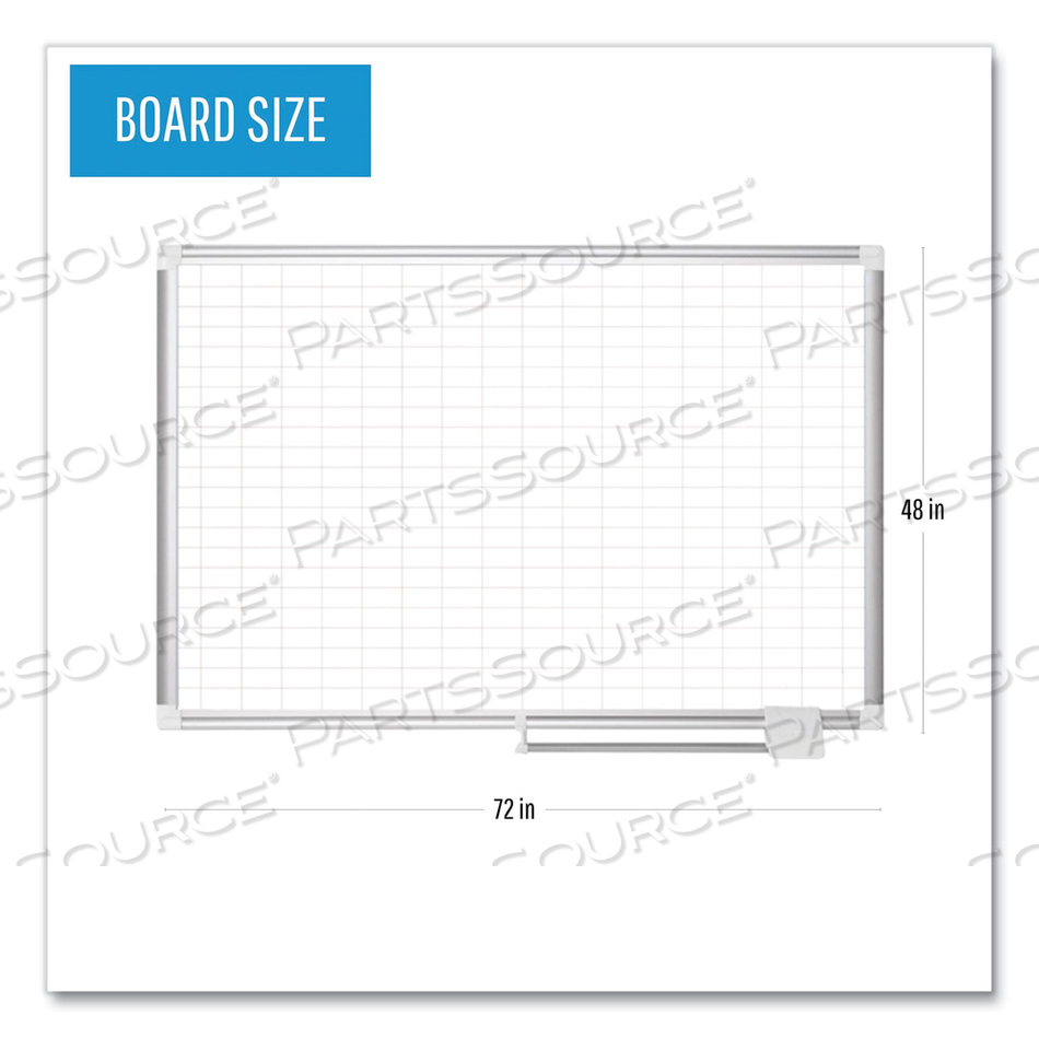 GRID PLANNING BOARD, 1 X 2 GRID, 72 X 48, WHITE/SILVER by MasterVision