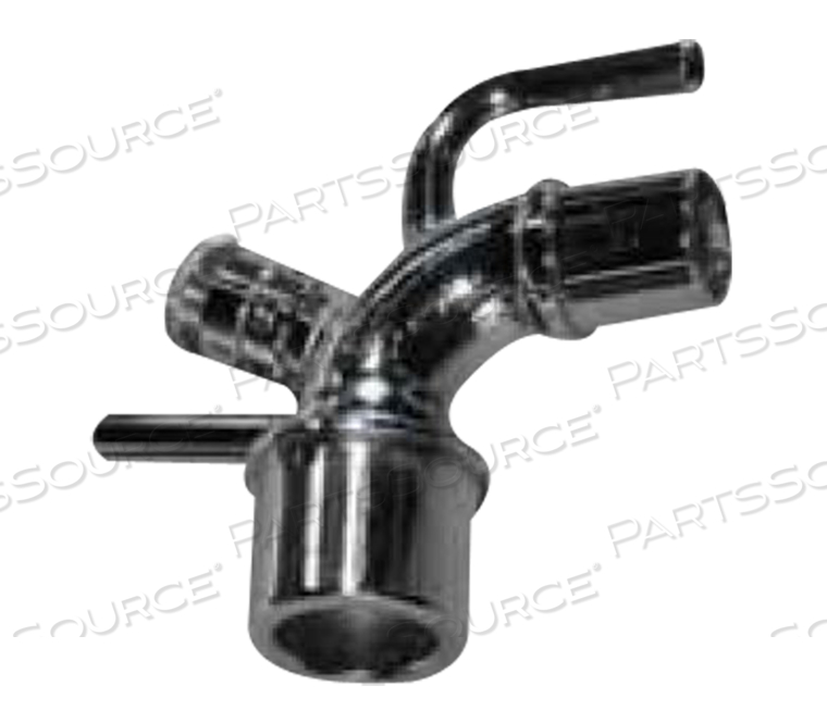 ADAPTER, MASK ELBOW, CPAP W/ADJ POP-OFF, 15MMM X 22MMM/15MMF X 1/4"O2 X 1/4"SENSOR, CHROME BRASS by Anesthesia Associates