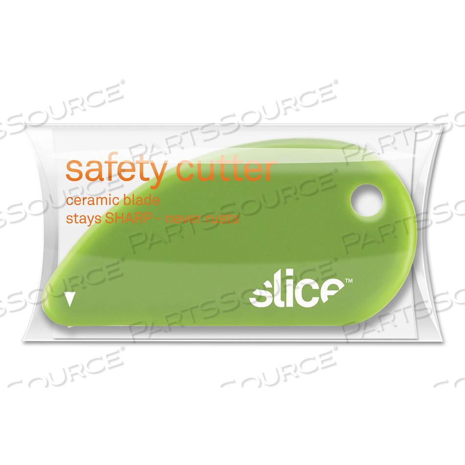 SAFETY CUTTERS, FIXED, NON REPLACEABLE MICRO SAFETY BLADE, 0.1" CERAMIC BLADE, 2.4" PLASTIC HANDLE, GREEN by Slice SAFETY CUTTERS, FIXED, NON REPLACEABLE MICRO SAFETY BLADE, 0.1" CERAMIC BLADE, 2.4" PLASTIC HANDLE, GREEN by Slice