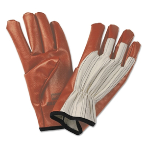 WORKNIT HEAVY-DUTY SUPPORTED NITRILE GLOVES, BAND CUFF, COTTON JERSEY LINING, LARGE, WHITE/RED/BLACK by North Safety