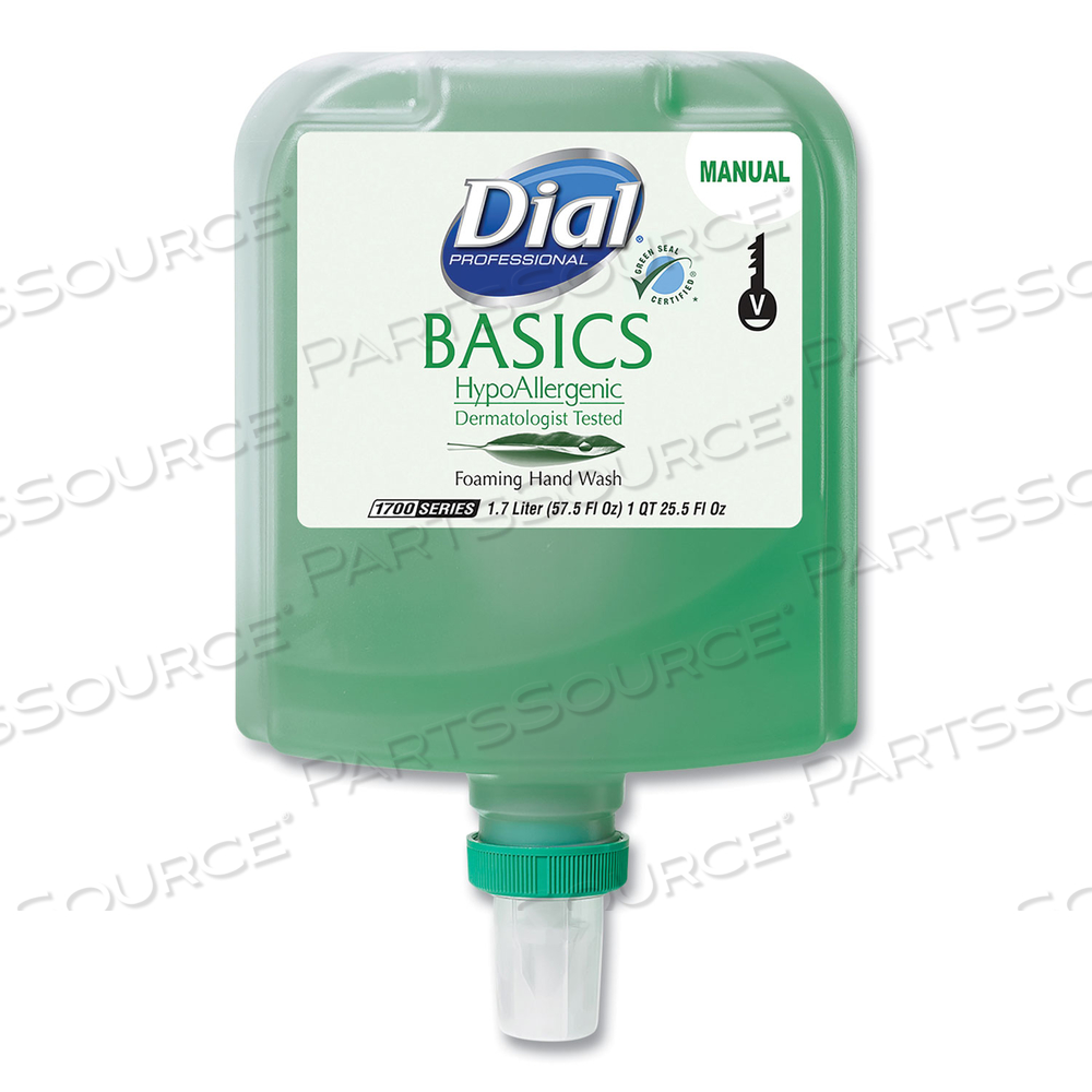 BASICS HYPOALLERGENIC FOAMING HAND WASH REFILL FOR DIAL 1700 V DISPENSER, HONEYSUCKLE, 1.7 L, 3/CARTON 