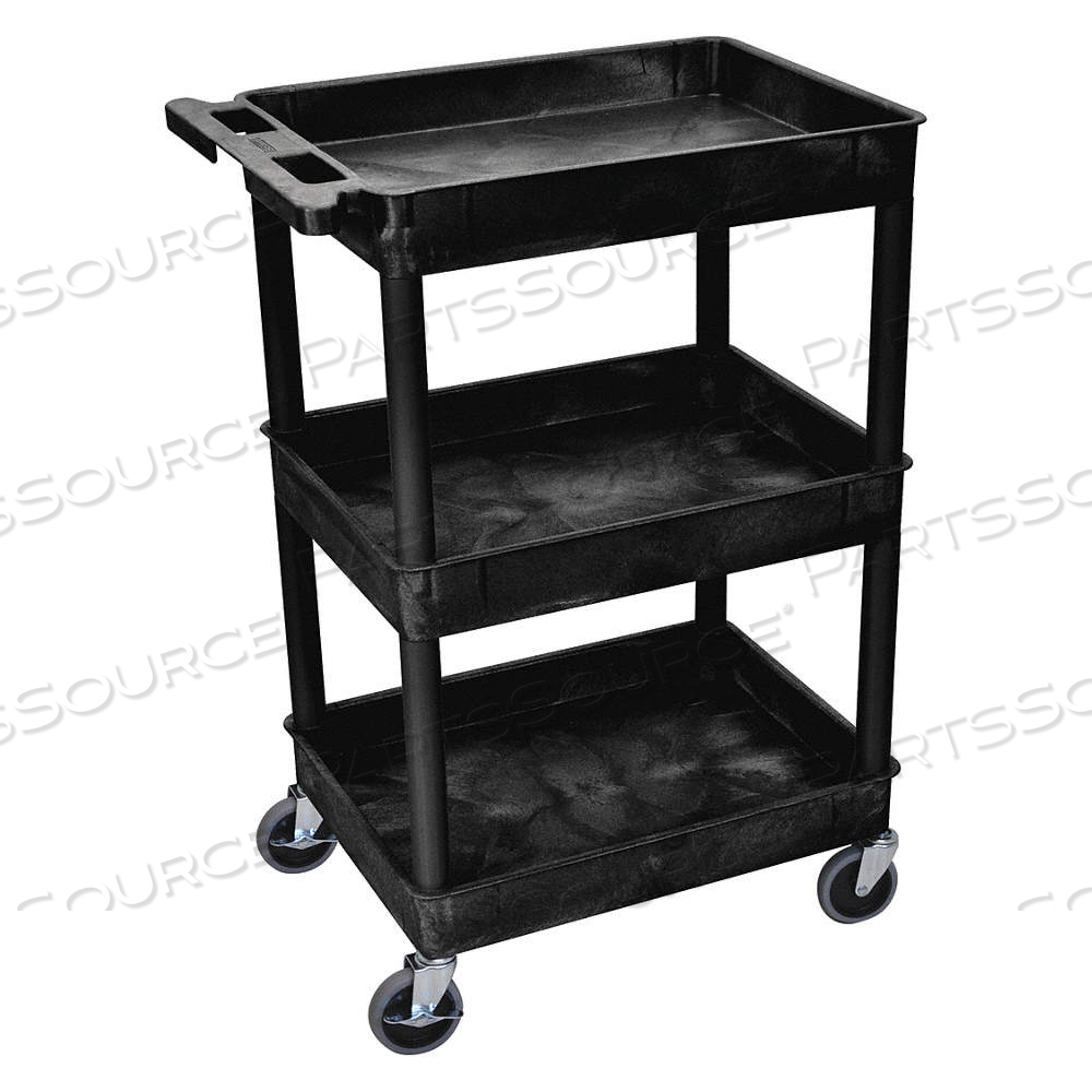 UTILITY CART WITH DEEP LIPPED PLASTIC SHELVES, 300 LB LOAD CAPACITY, 24 IN X 18 IN by Approved Vendor