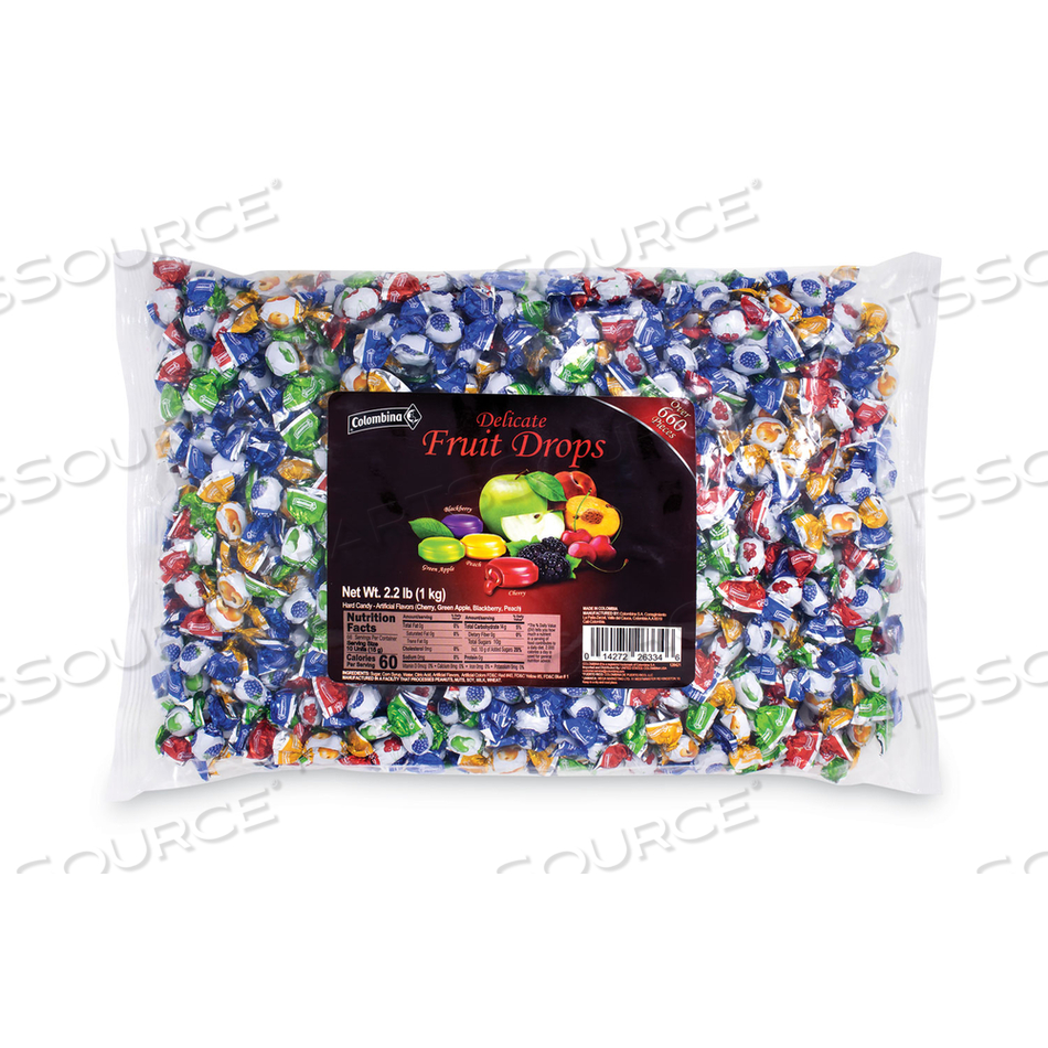 DELICATE FRUIT DROPS MINI FRUIT FILLED ASSORTMENT, 2.2 LB BAG 