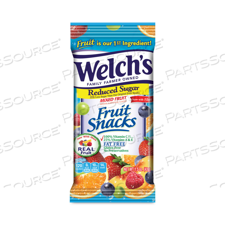 REDUCED SUGAR MIXED FRUIT SNACKS, 1.5 OZ POUCHES, 144/CARTON 