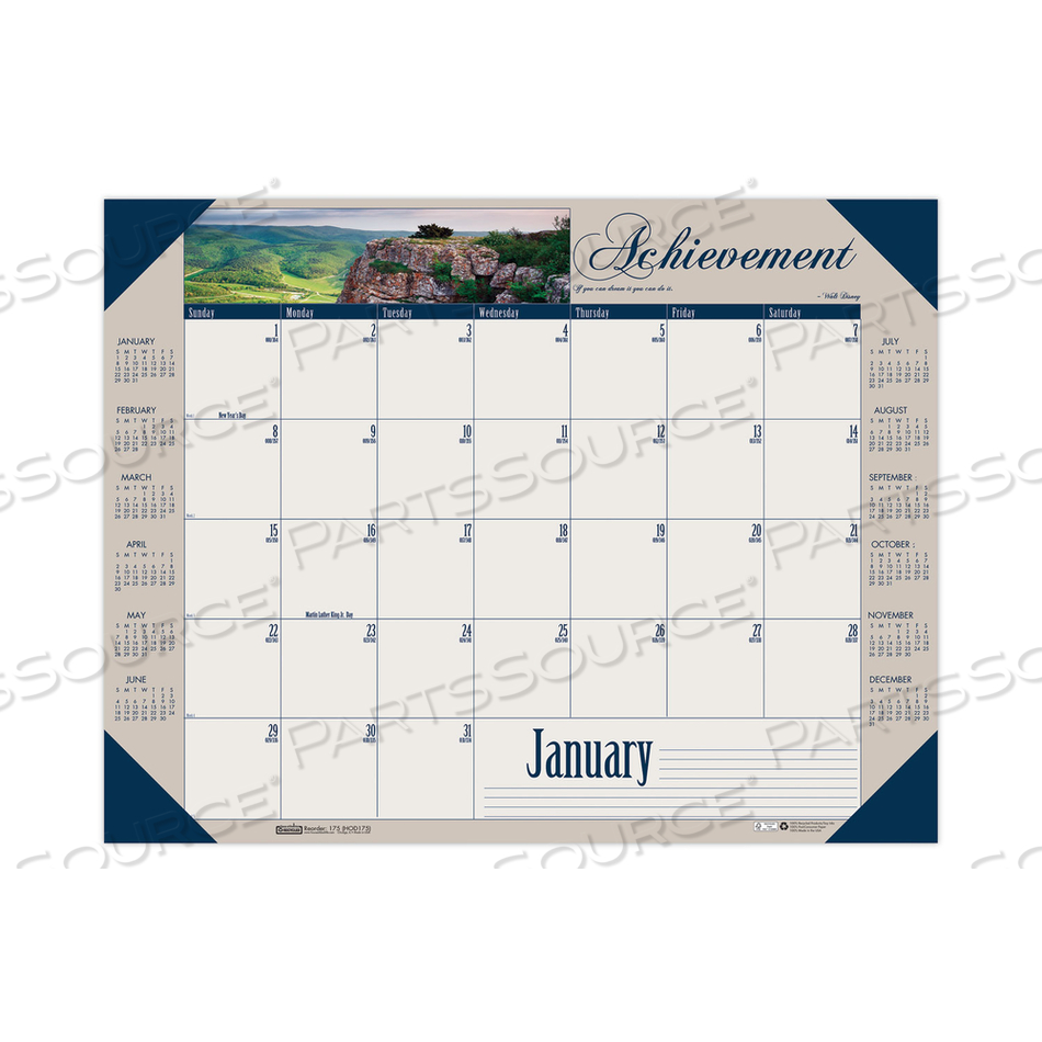 EARTHSCAPES RECYCLED MONTHLY DESK PAD CALENDAR, MOTIVATIONAL PHOTOS, 22 X 17, BLUE BINDING/CORNERS, 12-MONTH (JAN-DEC): 2023 by House Of Doolittle