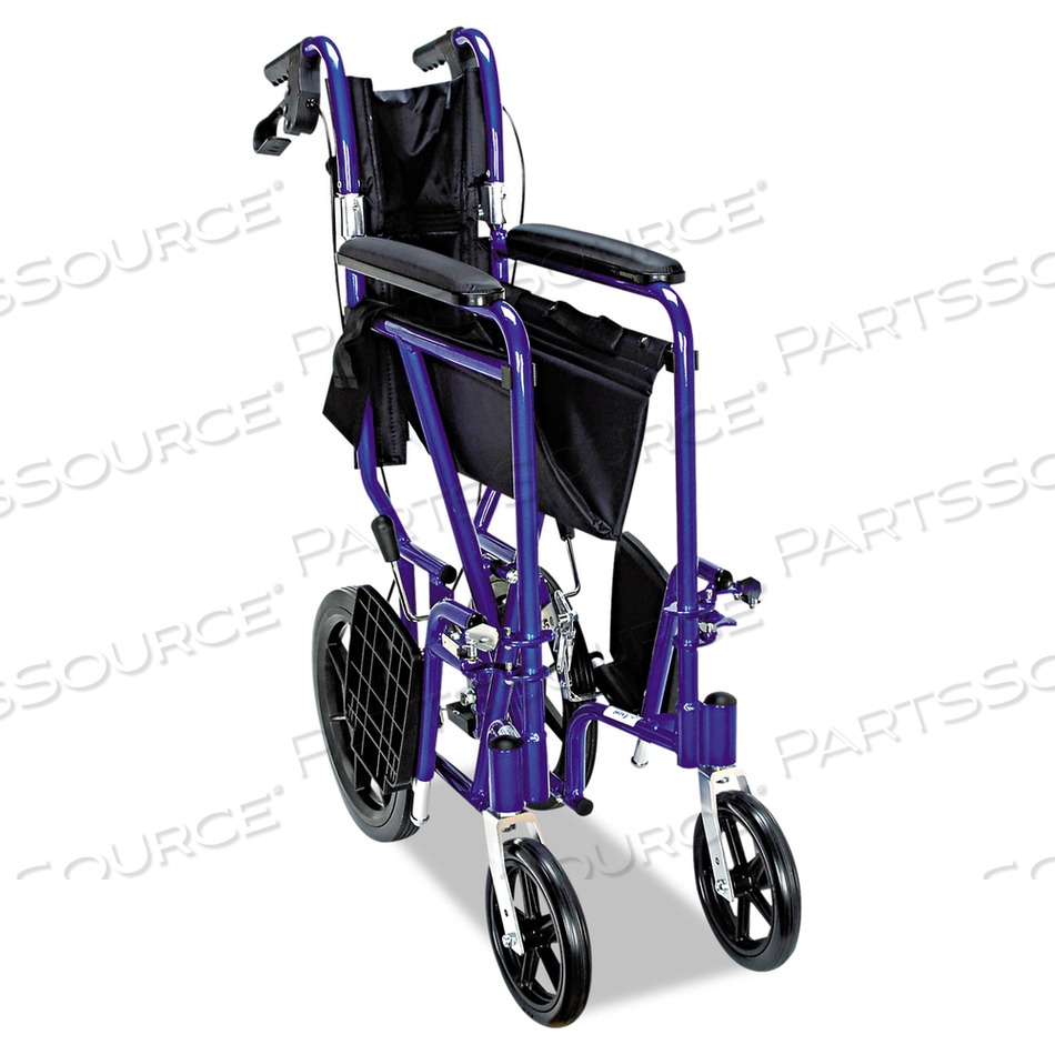 EXCEL DELUXE ALUMINUM TRANSPORT WHEELCHAIR, 300 LB CAPACITY, 19 X 16 SEAT 