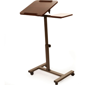 TILTING SIT-STAND LAPTOP DESK CART WITH MOUSE PAD TABLE, WALNUT by Seville Classics