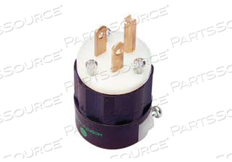 125V 15A 5-15P BLACK/WHITE HOSPITAL GRADE STRAIGHT BLADE PLUG by Leviton