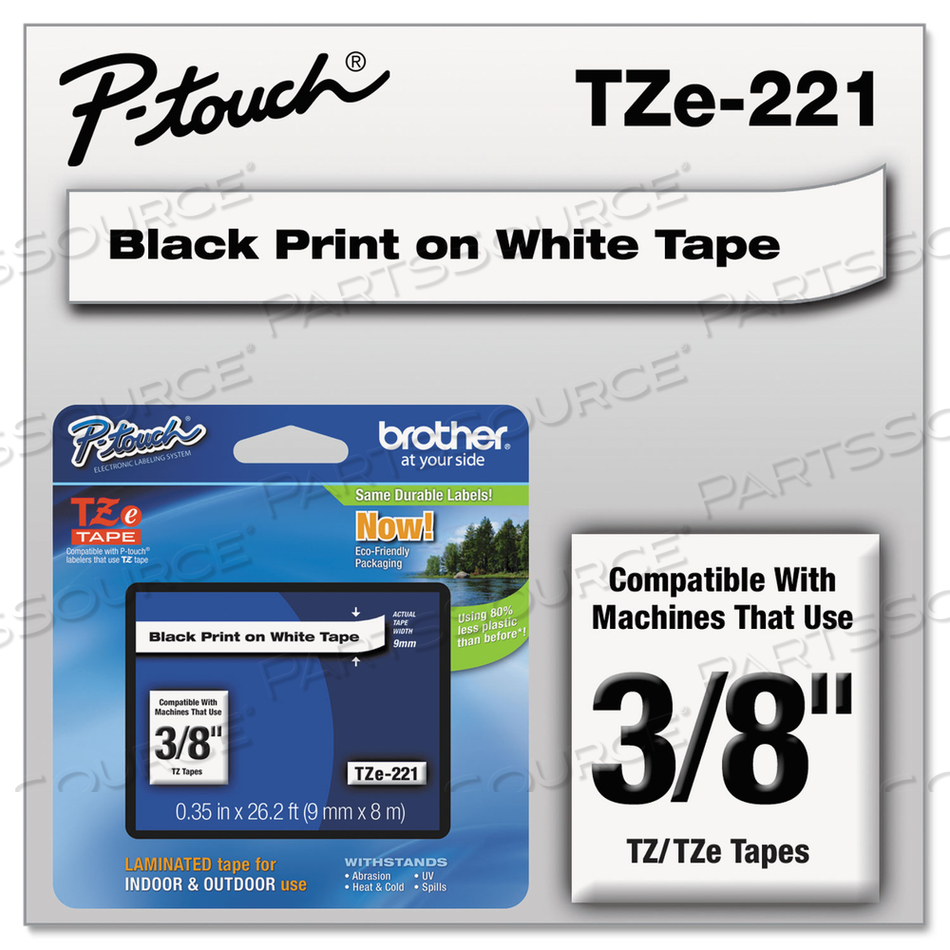 BLACK PRINT ON WHITE LABEL TAPE, 26.2 FT L X 0.35 IN W by Brother