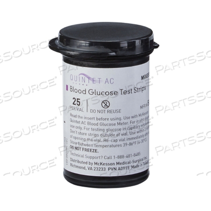 QUINTET AC® BLOOD GLUCOSE TEST STRIPS (50 PER BOX) by McKesson QUINTET AC® BLOOD GLUCOSE TEST STRIPS (50 PER BOX) by McKesson