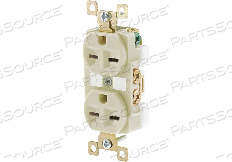 RECEPTACLE, DUPLEX, 6-15R, 250V AC, 15 A, IVORY, 2 POLE / 3 WIRE, SCREW TERMINALS by Hubbell Power Systems