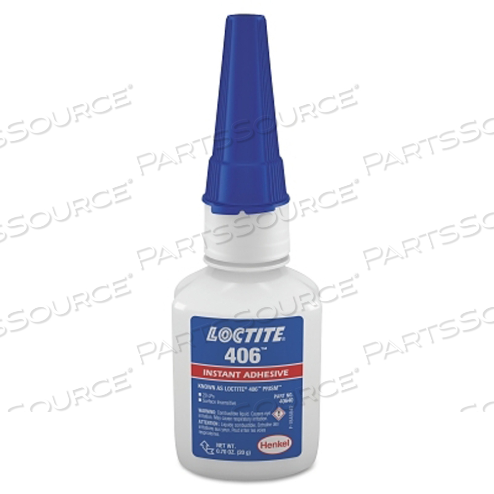 406 PRISM INSTANT ADHESIVE, SURFACE INSENSITIVE, 20 G, BOTTLE, CLEAR by Loctite Brand 406 PRISM INSTANT ADHESIVE, SURFACE INSENSITIVE, 20 G, BOTTLE, CLEAR by Loctite Brand