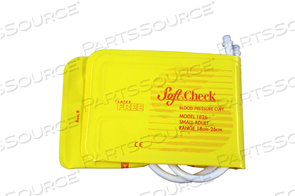 SOFTCHECK YELLOW VINYL DISPOSABLE BP CUFF, SMALL ADULT DOUBLE TUBE, DM, 20/BX 