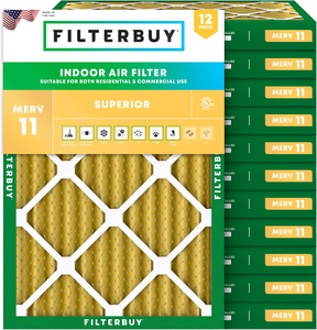 PLEATED HVAC FURNACE AIR FILTER, MERV 11, 15X20X2, PACKAGE OF 12 by Filterbuy, Inc.