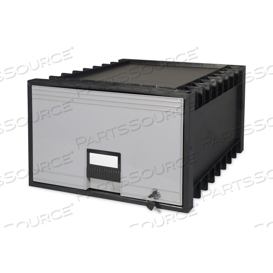 ARCHIVE STORAGE DRAWERS WITH KEY LOCK, LEGAL FILES, 18.25" X 24" X 11.5", BLACK/GRAY by Storex