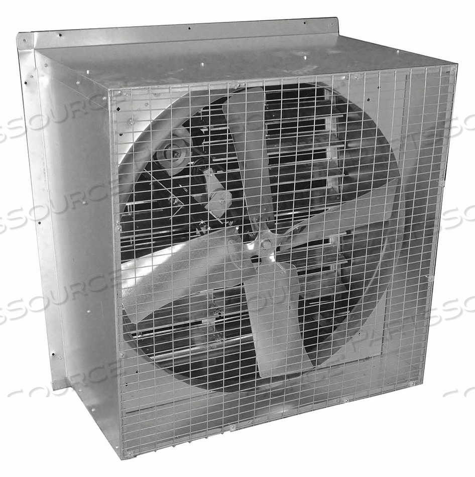 AGRICULTURAL EXHAUST FAN, ASSEMBLED ASSEMBLED, BLADE DIAMETER 36 IN, BLADE MATERIAL STEEL, DRIVE TYPE BELT DRIVE, EXHAUST AIRFLOW @ 0.000 IN by DAYTON ELECTRIC MANUFACTURING CO