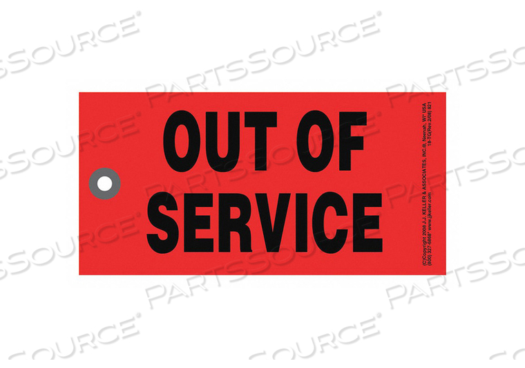 OUT OF SERVICE TAG RECTANGLE 6-1/4 PK50 by J.J. Keller & Associates OUT OF SERVICE TAG RECTANGLE 6-1/4 PK50 by J.J. Keller & Associates
