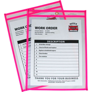 NEON SHOP TICKET HOLDER, PINK, STITCHED, BOTH SIDES CLEAR, 9 X 12, 15EA/BX by C-Line