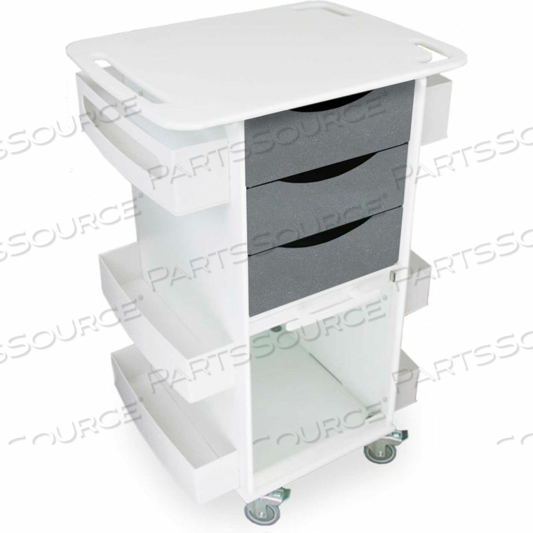 DELUXE MEDICAL CART WITH CLEAR SLIDING DOOR, SILVER METALLIC, 23"W X 19"D X 35"H by TrippNT, Inc