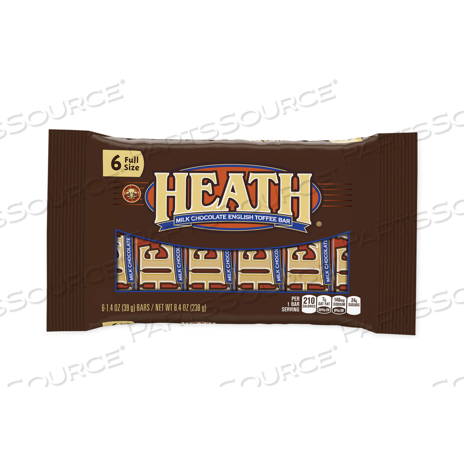 MILK CHOCOLATE ENGLISH TOFFEE CANDY BAR, 1.4 OZ BAR, 6 BARS/PACK, 2 PACKS/BOX 