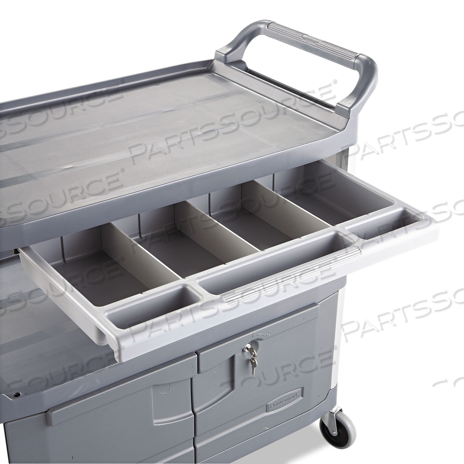 ENCLOSED SERVICE CART GRAY 3 SHELF by Rubbermaid Medical Division