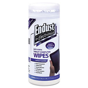 TABLET AND LAPTOP CLEANING WIPES, 5 X 7, UNSCENTED, WHITE, 70/TUB by Endust