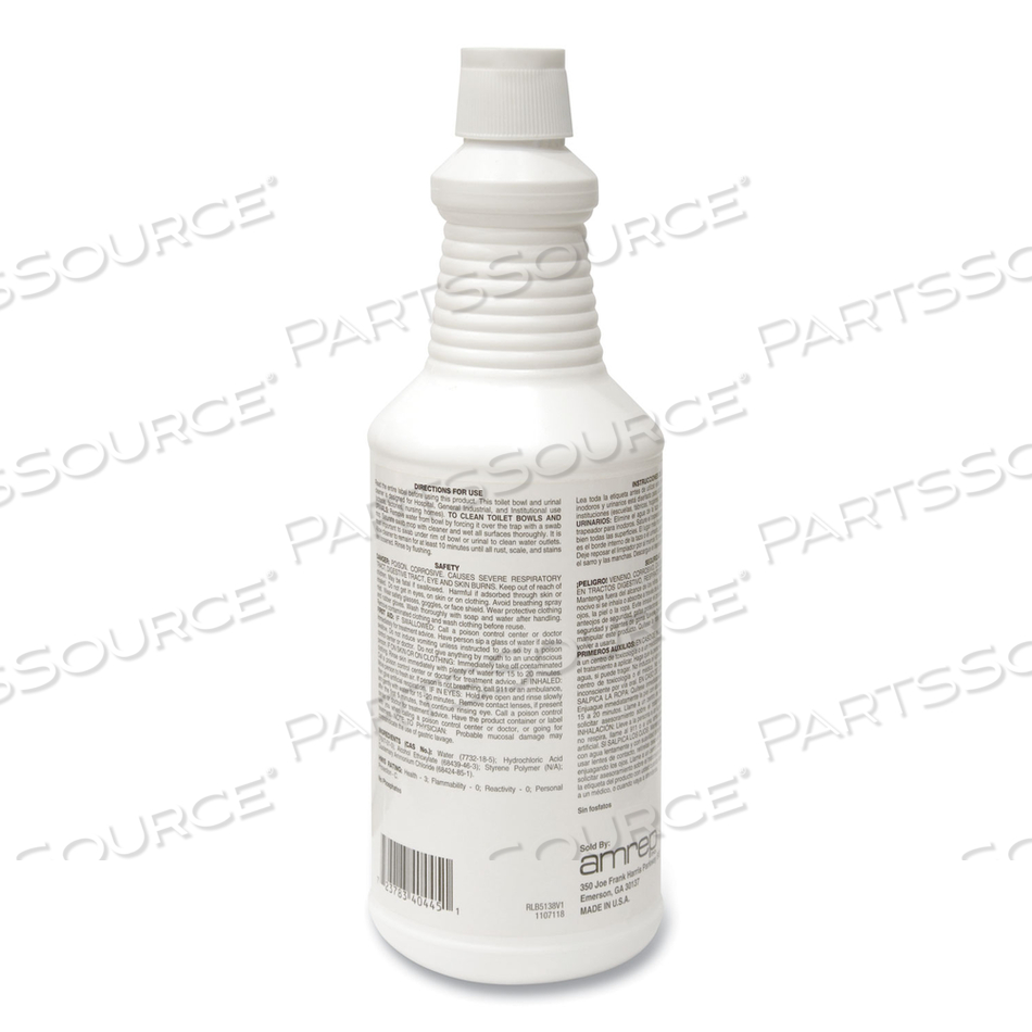 BOLEX 23 PERCENT HYDROCHLORIC ACID BOWL CLEANER, WINTERGREEN, 32OZ by Misty BOLEX 23 PERCENT HYDROCHLORIC ACID BOWL CLEANER, WINTERGREEN, 32OZ by Misty