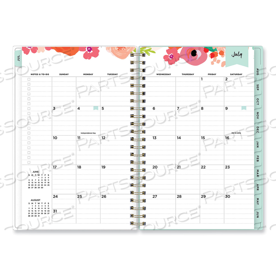 DAY DESIGNER �SECRET GARDEN MINT� ACADEMIC WEEKLY/MONTHLY TWIN-WIRE NOTES PLANNER, 8 X 5, 12-MONTH (JULY TO JUNE): 2022-2023 