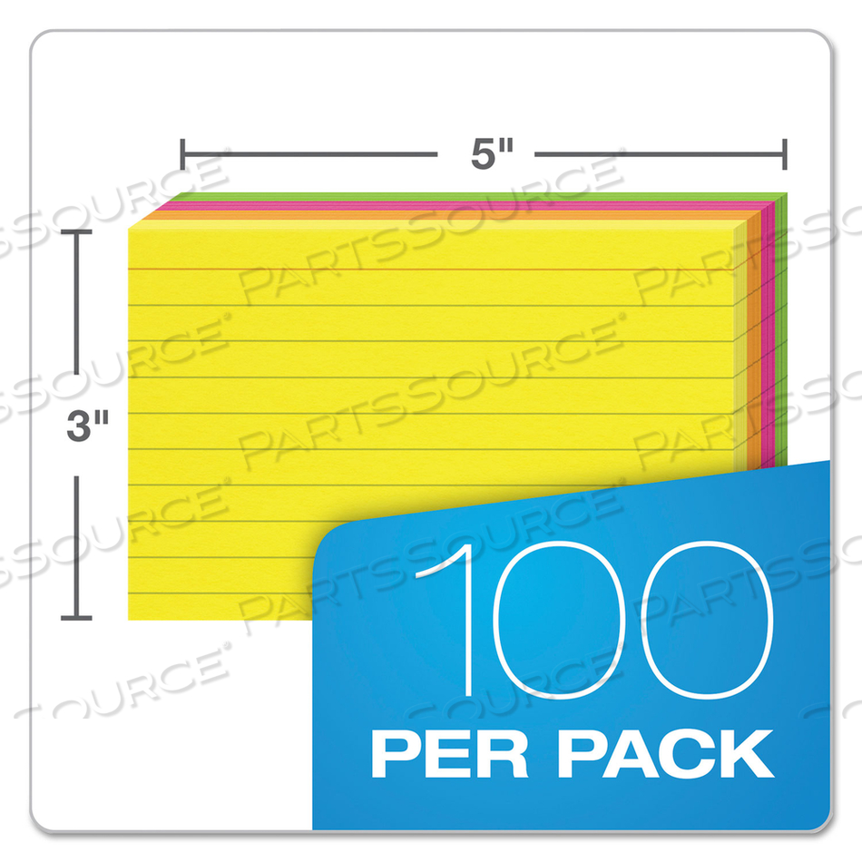 INDEX CARD 3X5 ASSORTED GLOW PK100 by Oxford INDEX CARD 3X5 ASSORTED GLOW PK100 by Oxford