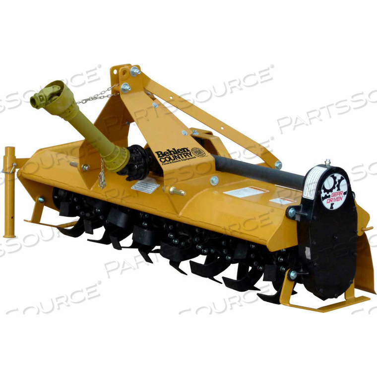6' GEAR DRIVEN ROTARY TILLER IMPLEMENT 80118060 WITH ADJUSTABLE FEET CATEGORY 1 by Behlen Mfg. 6' GEAR DRIVEN ROTARY TILLER IMPLEMENT 80118060 WITH ADJUSTABLE FEET CATEGORY 1 by Behlen Mfg.