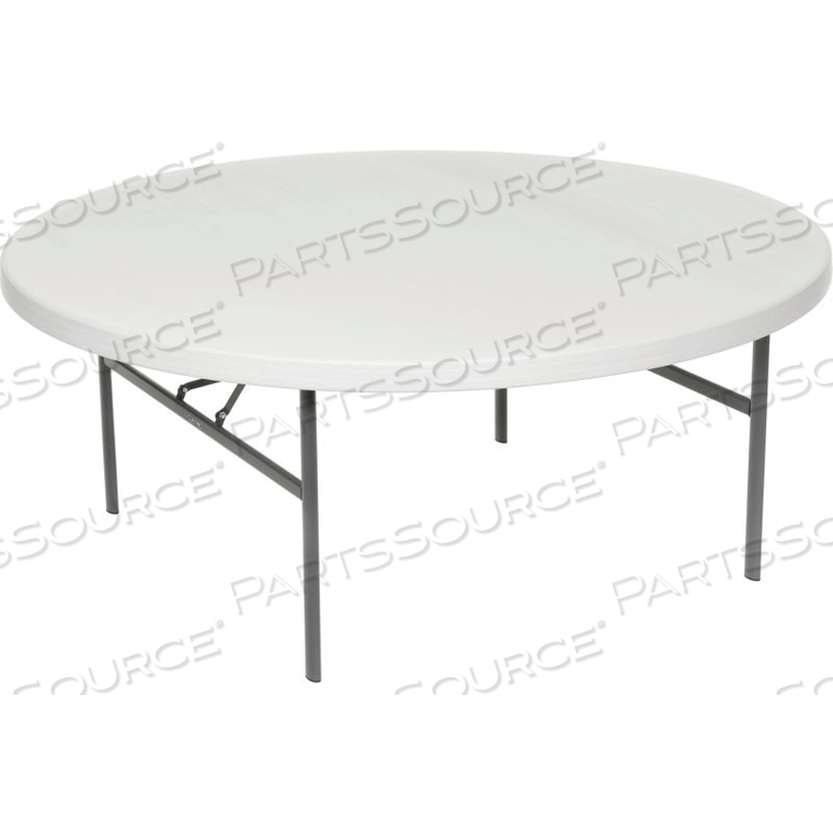72" ROUND PORTABLE FOLDING PLASTIC TABLE, WHITE by Lifetime Products 72" ROUND PORTABLE FOLDING PLASTIC TABLE, WHITE by Lifetime Products