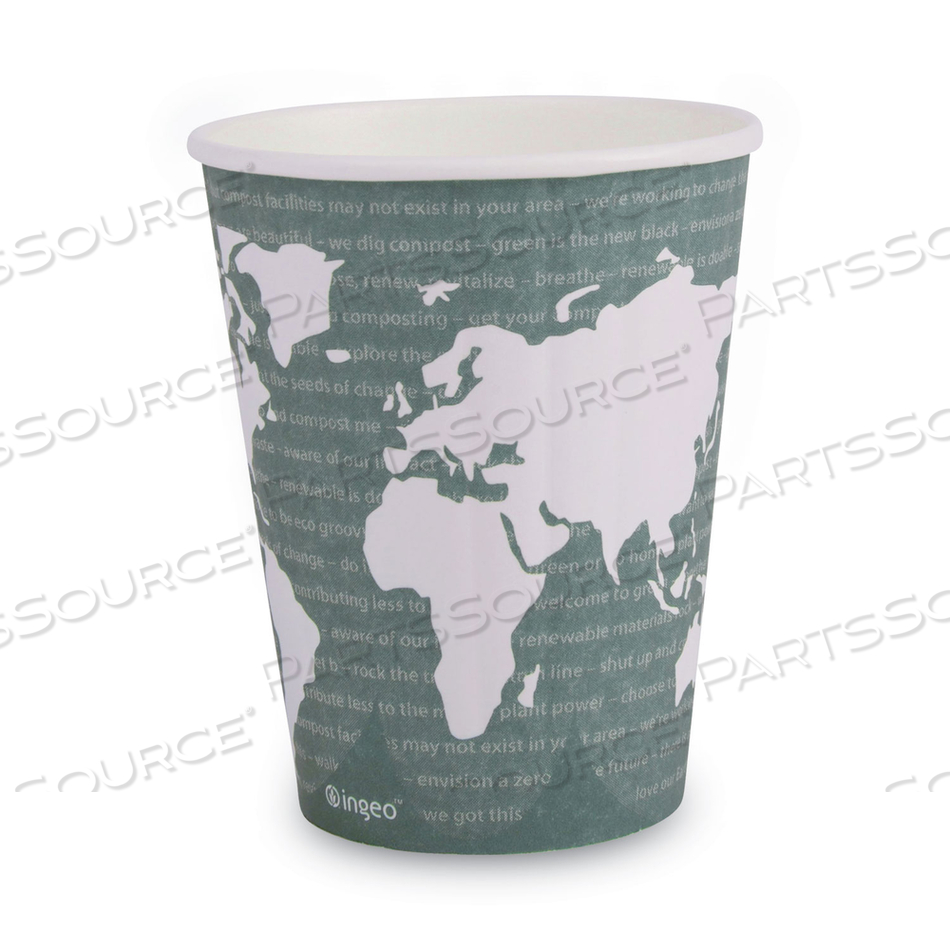 WORLD ART RENEWABLE AND COMPOSTABLE INSULATED HOT CUPS, PLA, 12 OZS by Eco-Products WORLD ART RENEWABLE AND COMPOSTABLE INSULATED HOT CUPS, PLA, 12 OZS by Eco-Products