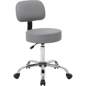 GRAY CARESSOFT VINYL MEDICAL STOOL WITH BACK CUSHION - GRAY by Boss