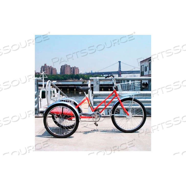 ADAPTABLE TRICYCLE 500 LB CAP. 3 SPEED COASTER BRAKE WITH REAR WIRE BASKET BLACK by Worksman Trading Corp