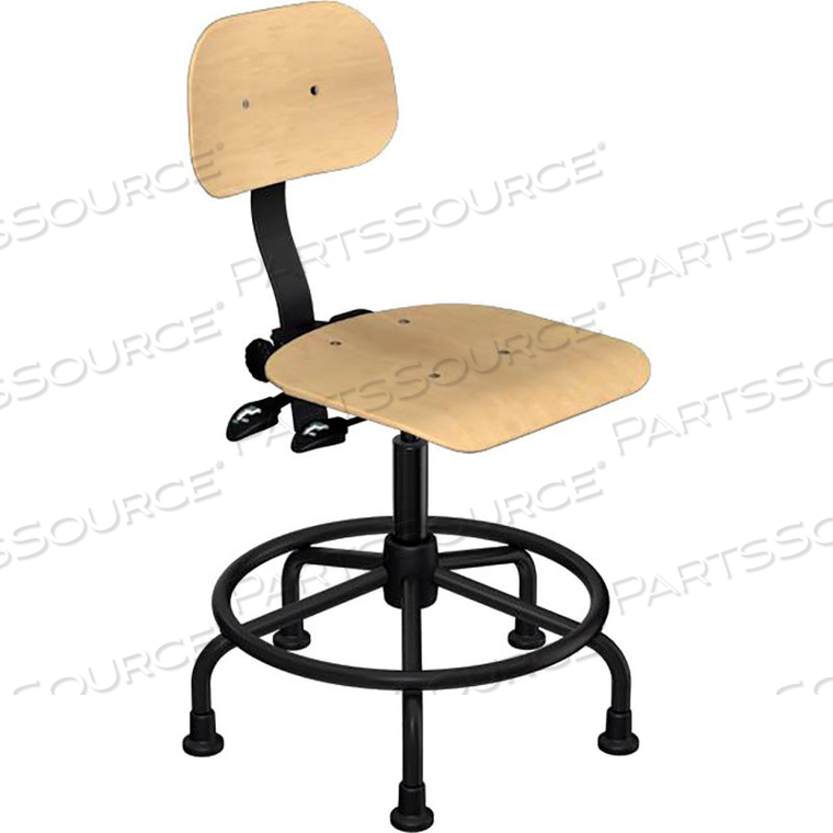 SHOP STOOL - WOOD - HEIGHT ADJUSTABLE 16 - 20" 