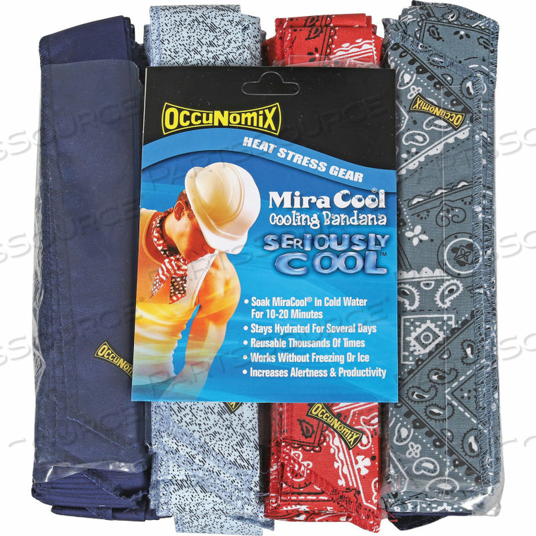 MIRACOOL BANDANA ASSORTED COLORS 100 PACK by Occunomix MIRACOOL BANDANA ASSORTED COLORS 100 PACK by Occunomix