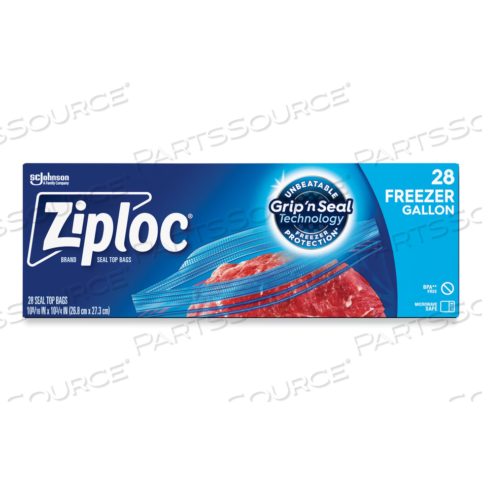 ZIPPER FREEZER BAGS, 1 GAL, 2.7 MIL, 9.6" X 12.1", CLEAR by Ziploc ZIPPER FREEZER BAGS, 1 GAL, 2.7 MIL, 9.6" X 12.1", CLEAR by Ziploc