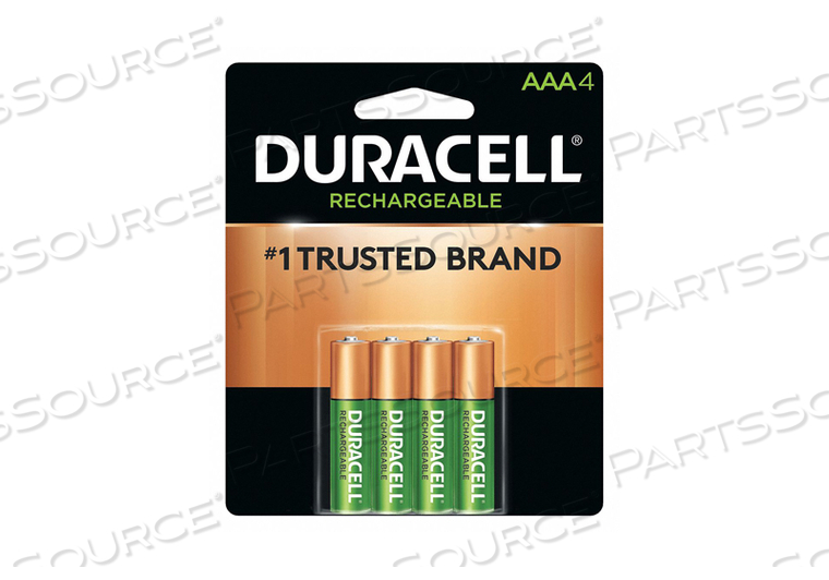 BATTERY RECHARGEABLE, AAA, NICKEL METAL HYDRIDE, 1.2V, 900 MAH, (PACK OF 4) by Duracell BATTERY RECHARGEABLE, AAA, NICKEL METAL HYDRIDE, 1.2V, 900 MAH, (PACK OF 4) by Duracell