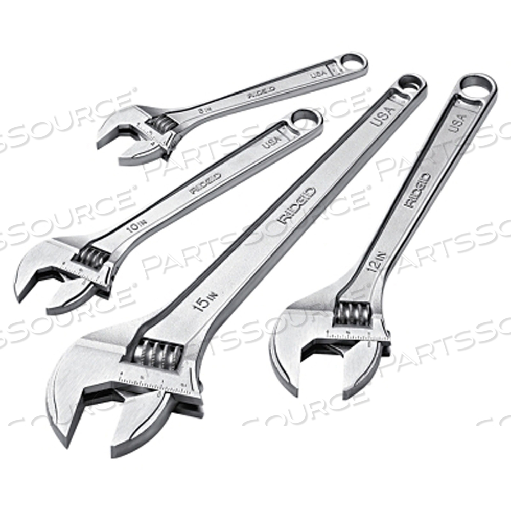 ADJUSTABLE WRENCHES, 10 IN LONG, 1 1/8 IN OPENING, COBALT PLATED by Ridgid ADJUSTABLE WRENCHES, 10 IN LONG, 1 1/8 IN OPENING, COBALT PLATED by Ridgid
