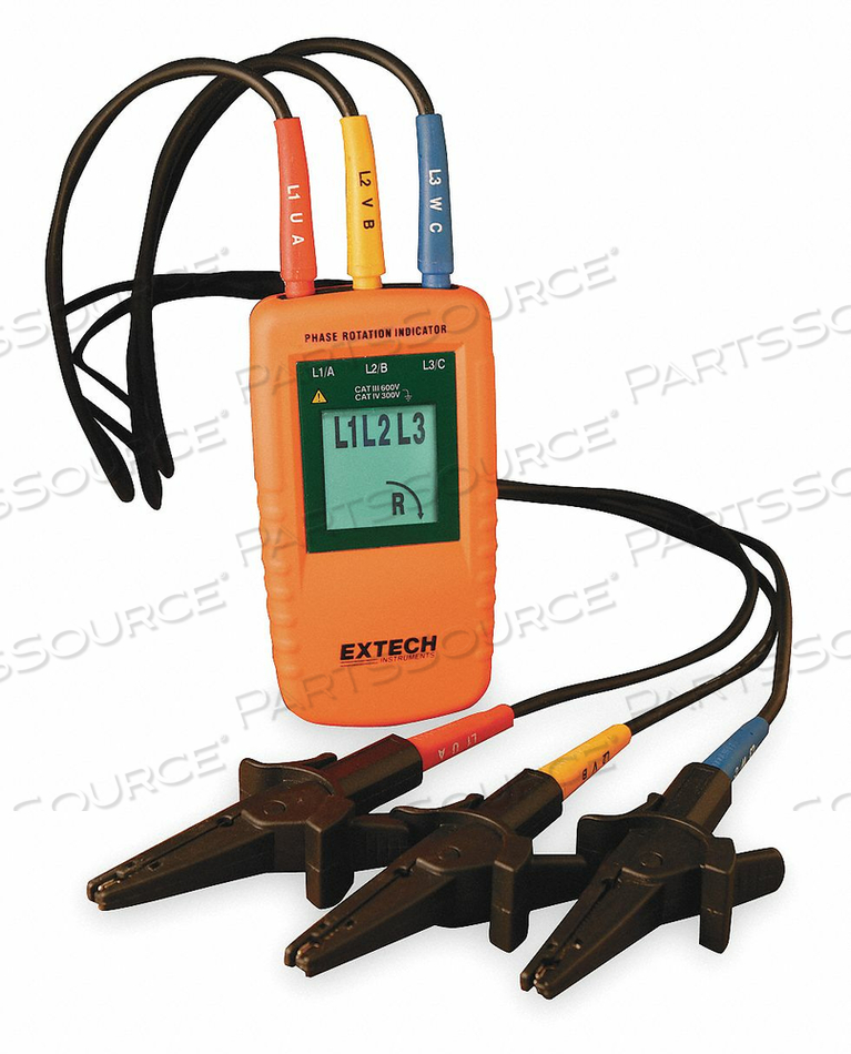 PHASE SEQUENCE TESTER, 40 TO 60 V, 2.7"W by Extech Instruments PHASE SEQUENCE TESTER, 40 TO 60 V, 2.7"W by Extech Instruments