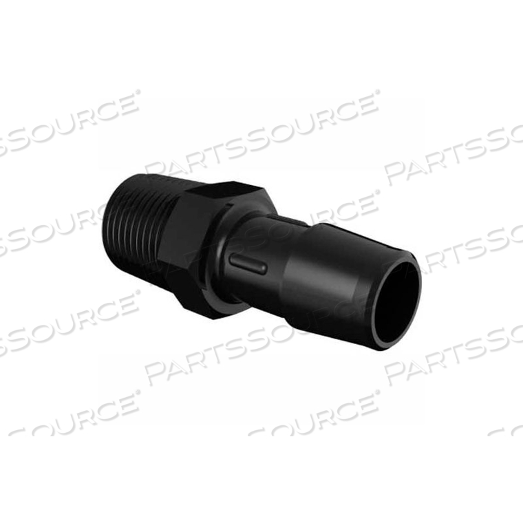3/8-18 NPT TO 1/2" BARBED ADAPTER, GLASS FILLED BLACK NYLON by Eldon James Corporation
