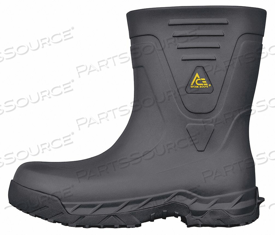 RUBBER BOOT MEN'S 6 MID-CALF BLACK PR by ACE