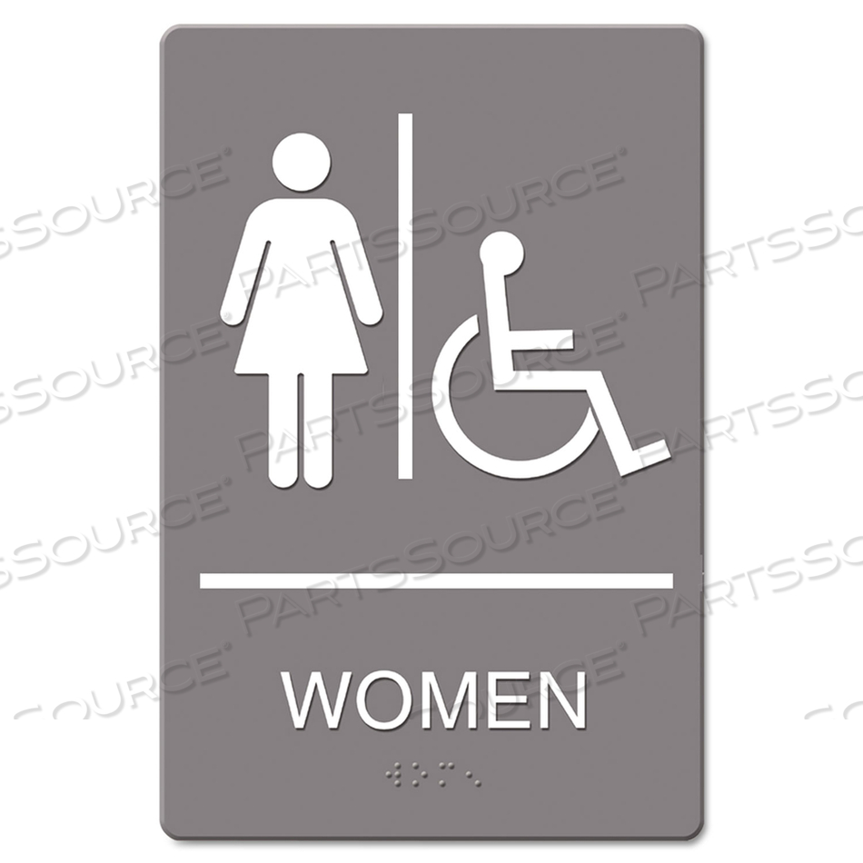 ADA SIGN, WOMEN RESTROOM WHEELCHAIR ACCESSIBLE SYMBOL, MOLDED PLASTIC, 6 X 9 by HeadLine Sign ADA SIGN, WOMEN RESTROOM WHEELCHAIR ACCESSIBLE SYMBOL, MOLDED PLASTIC, 6 X 9 by HeadLine Sign