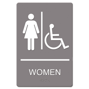 ADA SIGN, WOMEN RESTROOM WHEELCHAIR ACCESSIBLE SYMBOL, MOLDED PLASTIC, 6 X 9 by HeadLine Sign