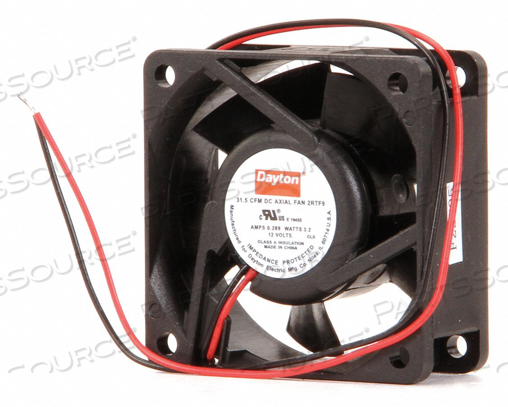 STANDARD SQUARE AXIAL FAN, FAN SHAPE SQUARE, MOUNTING EYE O.C. 1 15/16 IN, HEIGHT 2 3/8 IN, DEPTH 1 IN, WIDTH 2 3/8 IN, CFM @ 0.000-IN. SP 3 by DAYTON ELECTRIC MANUFACTURING CO