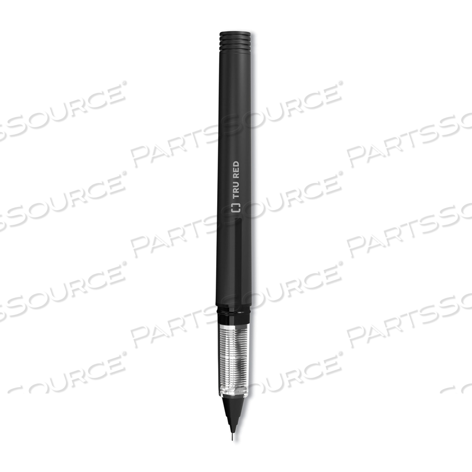 ROLLER BALL PEN, STICK, FINE 0.5 MM NEEDLE TIP, BLACK INK, BLACK BARREL by TRU RED ROLLER BALL PEN, STICK, FINE 0.5 MM NEEDLE TIP, BLACK INK, BLACK BARREL by TRU RED