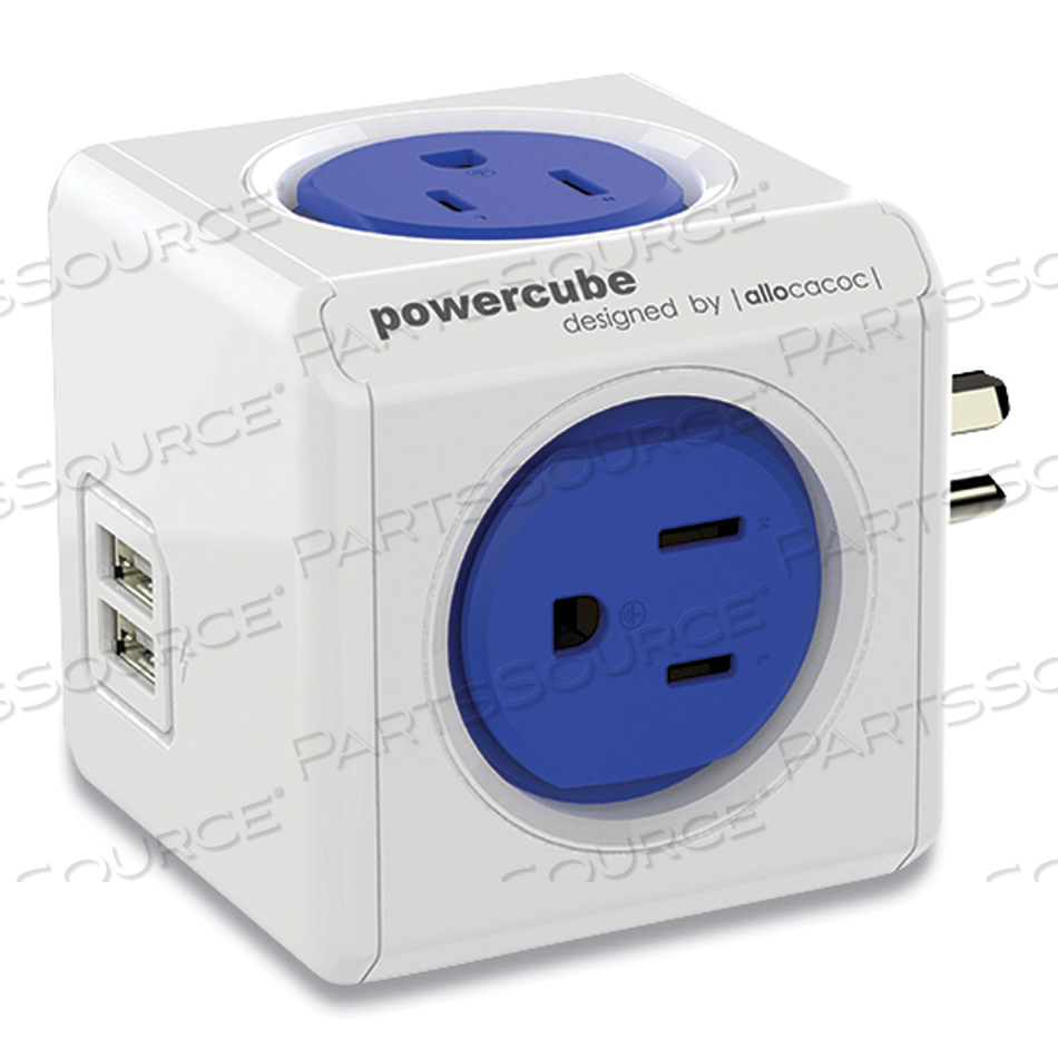 POWERCUBE ORIGINAL USB, 4 AC OUTLETS/2 USB PORTS, 175 J, BLUE/WHITE 