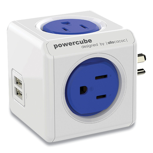 POWERCUBE ORIGINAL USB, 4 AC OUTLETS/2 USB PORTS, 175 J, BLUE/WHITE by Allocacoc