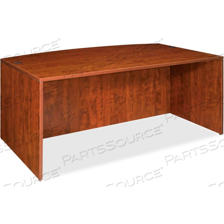 LORELL BOW FRONT DESK SHELL - 72"W X 36"D X 29-1/2"H - CHERRY - ESSENTIALS SERIES by S.P. Richards Company