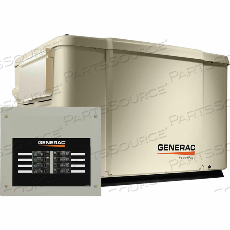 6/7.5KW, 120/240 1-PHASE, AIR COOLED POWERPACT GENERATOR, NG/LP, STEEL ENCL., 8-CIR. SWITCH 